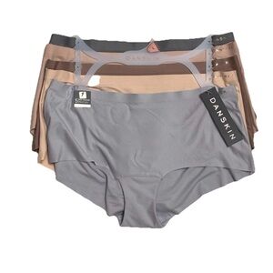 DANSKIN WOMEN NO SHOW HIPSTER PANTIES L 5 PACK SEAMLESS SOLIDS NEUTRALS SILKY